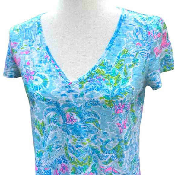 Lilly Pulitzer Etta V-Neck Knit Top T Shirt Crazy About You V Neck Small 4 6 - Picture 13 of 15